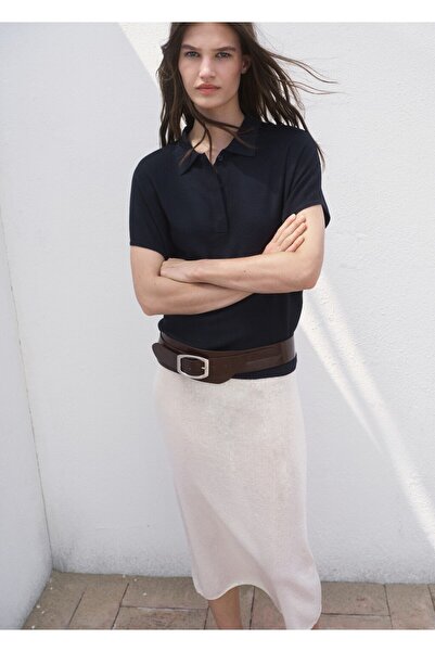 MANGO Woman Kısa kollu polo yaka kazak