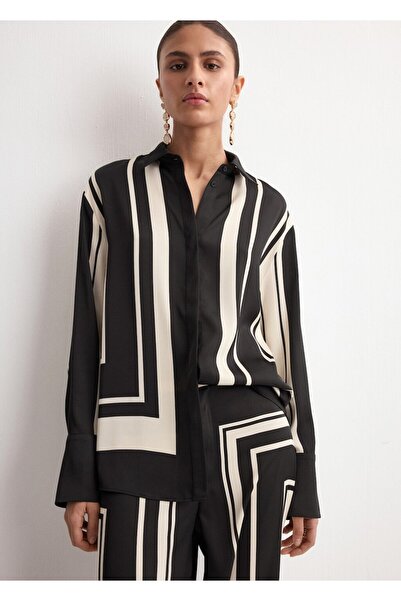 MANGO Woman Desenli saten bluz