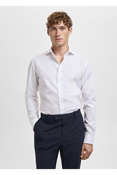 MANGO Man %100 pamuk slim fit kumaş gömlek