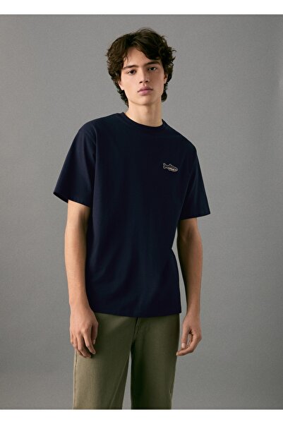 Mango Teen Balık işlemeli pamuklu tişört