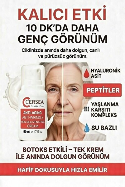 CERSEA Botoks Etkili Kırışıklık Karşıtı Yüz Kremi – Hyaluronik Asit ve Peptit...