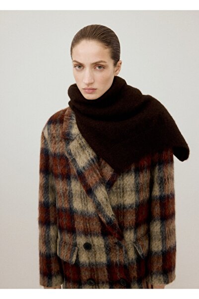 MANGO Woman Yün karışımlı kareli palto