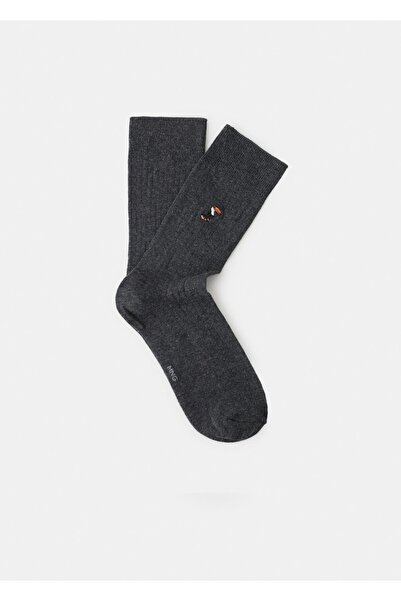 MANGO Man İşlemeli pamuklu çorap
