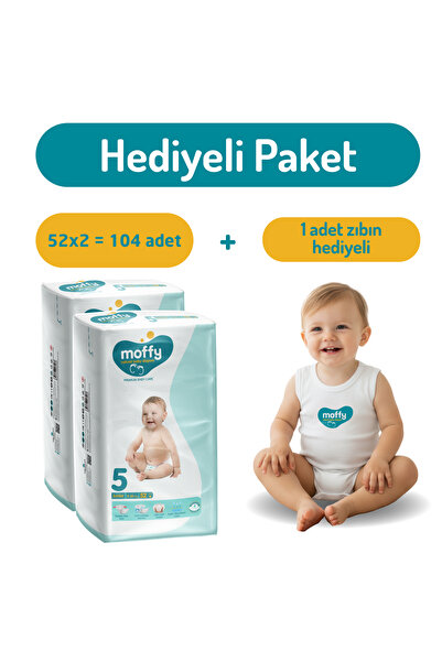 Moffy Jumbo Junior No 5 Bebek Bezi (52 x 2) 104 Adet + 1 Adet Zıbın Hediyeli