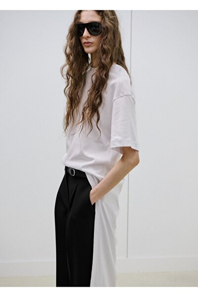 MANGO Woman Kemerli düz kesim pantolon