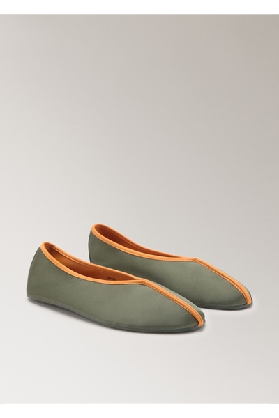 MANGO Woman Balerini cu dungi de satin în contrast