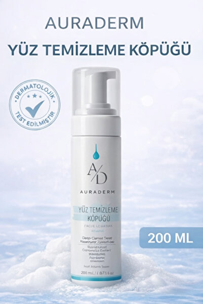 Ad Auraderm Auraderm Yüz Temizleme Köpüğü 200 ML–Cildi Kurutmadan Temizleyen,...