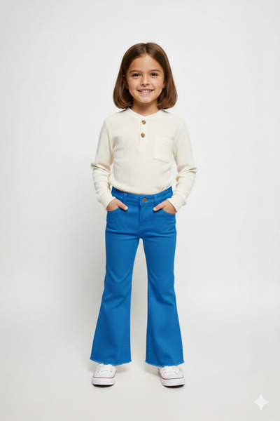 BOBBY JR KİDSWEAR Piece Dye Flared Leg, Seamless Gabardine Trousers