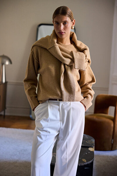 BE BLUE PULOVER TRICOTAT DETALIAT CU CUCIRE DE NISIP