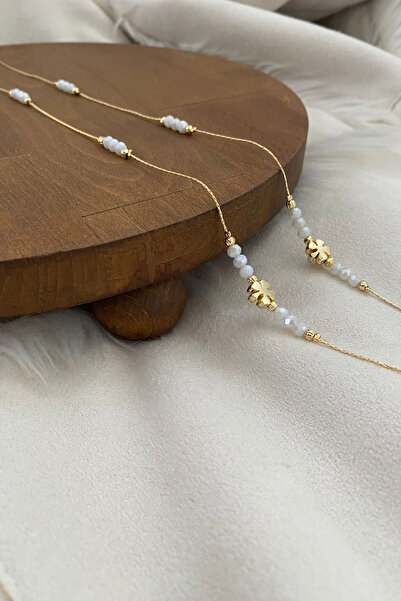 SAVETTE Glasses Chain with White Crystal Stone and Clover Figure Gift Accesso...