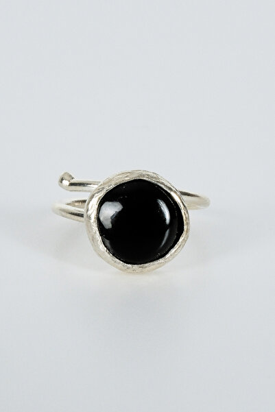 BE BLUE Handmade Black Copal Stone Silver Ring