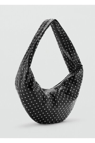 MANGO Woman Zımba detaylı oval omuz çantası