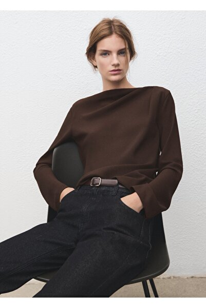 MANGO Woman Drape kayık yaka bluz