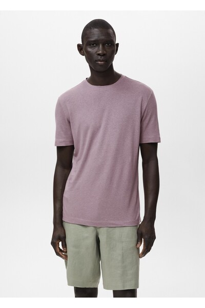 MANGO Man Slim fit keten tişört