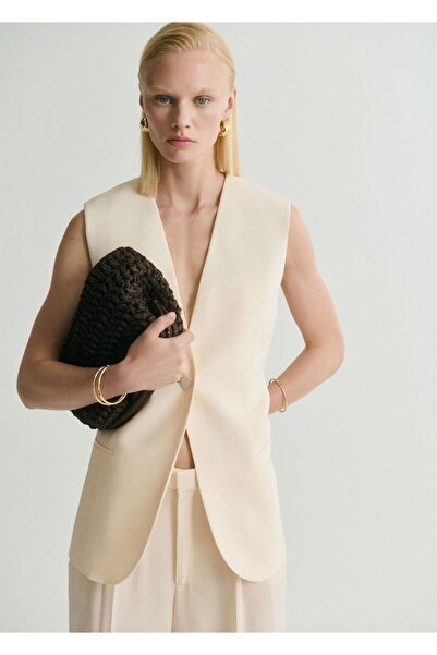 MANGO Woman Dökümlü uzun yelek