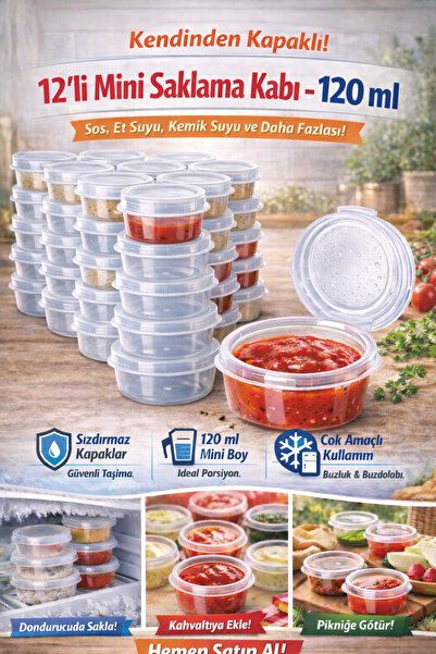 Enjoy Party Store 12-Pack of 120 ml Mini Storage Containers with Self-Lid – S...