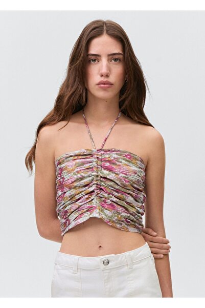 Mango Teen Büzgülü pamuklu bluz