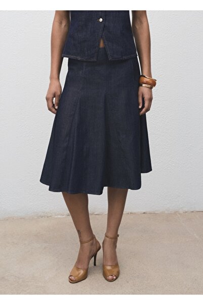 MANGO Woman Pileli denim etek