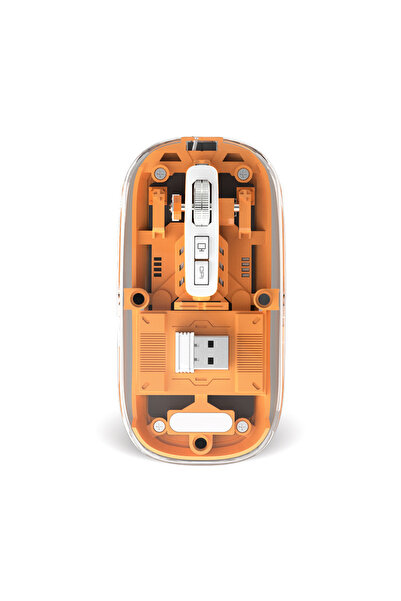 Choice ماوس لاسلكي برتقالي شفاف مغناطيسي ثلاثي الأوضاع متوافق مع تقنية بلوتوث...