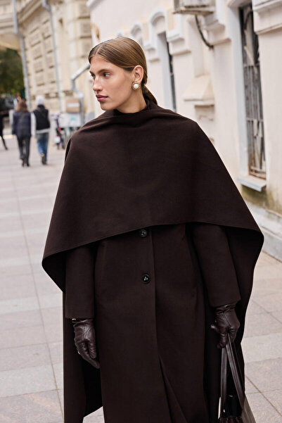 BE BLUE Brown Coat Shawl