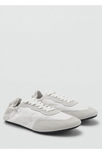 MANGO Woman Bağcıklı deri spor ayakkabı