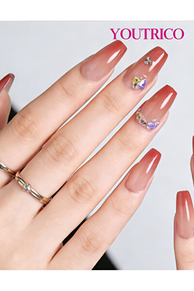 Youtrico أظافر أكريليك، أظافر صناعية متوسطة الطول للنساء، تصميم مرسوم يدويًا،...
