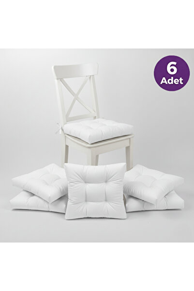 ALTINPAMUK Σετ 6 χρυσά λευκά αφράτα μαξιλάρια καρέκλας ειδικά ραμμένα 40x40cm