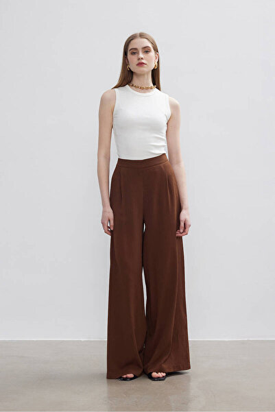 BE BLUE BROWN WIDE LEG PANTS
