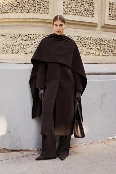 BE BLUE Brown Long Timeless Coat
