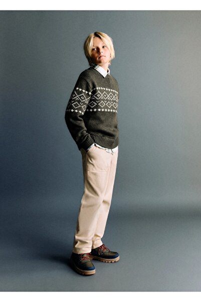 MANGO Kids Düz kesim pamuklu pantolon