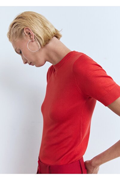 MANGO Woman Kısa kollu ince triko kazak