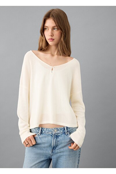 Mango Teen Cut-out detaylı örgü kazak