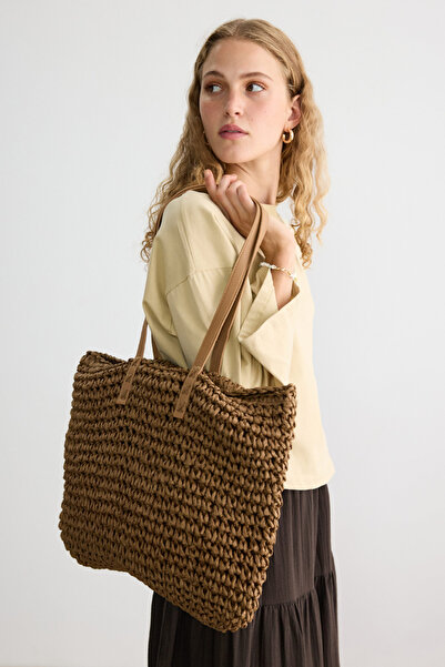 BE BLUE Brown Leather Handle Wicked Bag