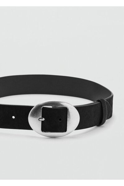 MANGO Woman Kürklü deri kemer