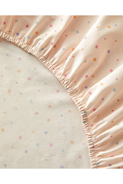 English Home Funny Dots Pamuklu Bebe Lastikli Çarşaf Takımı Pudra