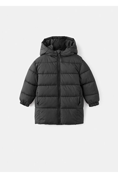 MANGO Baby Kapüşonlu uzun kapitone anorak