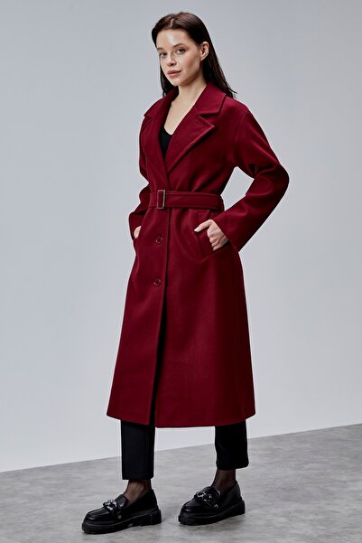 Bolivente Μπορντό Premium oversized Παλτό με Κορδόνια