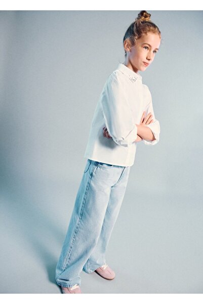 MANGO Kids Kalp cepli wideleg jean pantolon