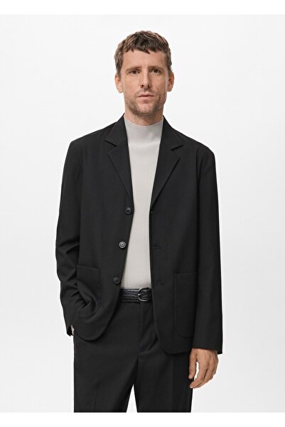 MANGO Man Düz kesim kumaş blazer ceket