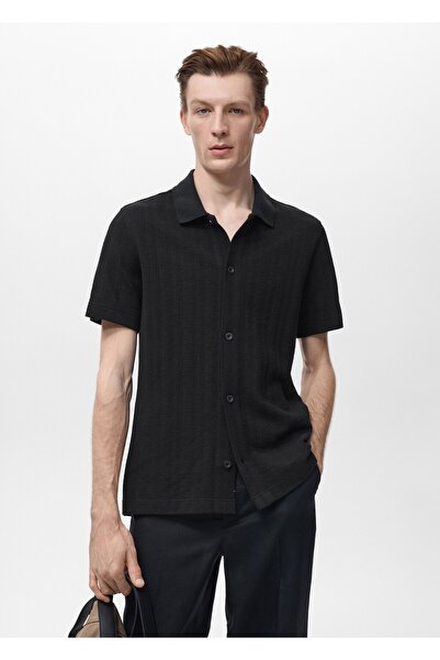 MANGO Man Düğmeli triko polo gömlek