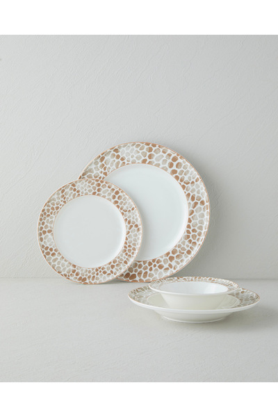 English Home Tierra Bone Porselen Yemek Takımı 24 Parça 6 Kişilik Kahverengi