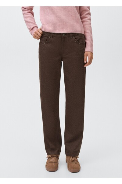 Mango Teen Leopar desenli wideleg jean