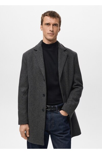 MANGO Man Geri dönüşümlü yünden hafif palto