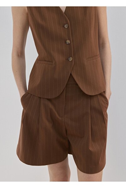 MANGO Woman Diplomatik çizgili düz kesim bermuda şort
