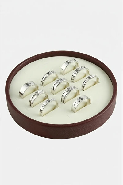 MeGass Dekor حلقة مطلية بالذهب موديل سيليندر من الجلد والقماش باللون العنابي ...