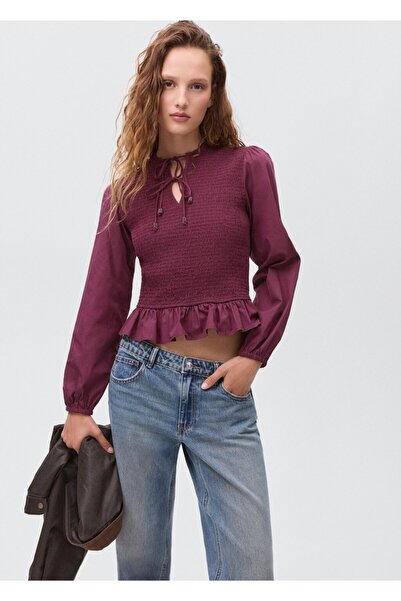 Mango Teen Bağ detaylı büzgülü bluz