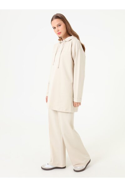 Benin Set de trening cu glugă și cusături decorative - Culoare: negru