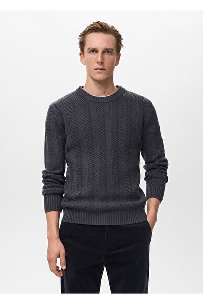 MANGO Man Balıksırtı dokuma kazak