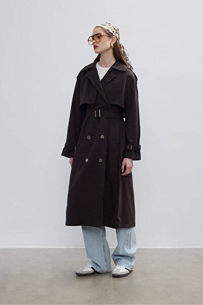 BE BLUE ACI COFFEE DOUBLE WIND TRENCH COAT