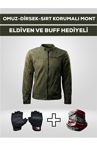 MOTOKIT Revertech Aura Yeşil / Bel, Dirsek ve Sırt Korumalı Motosiklet Montu ...